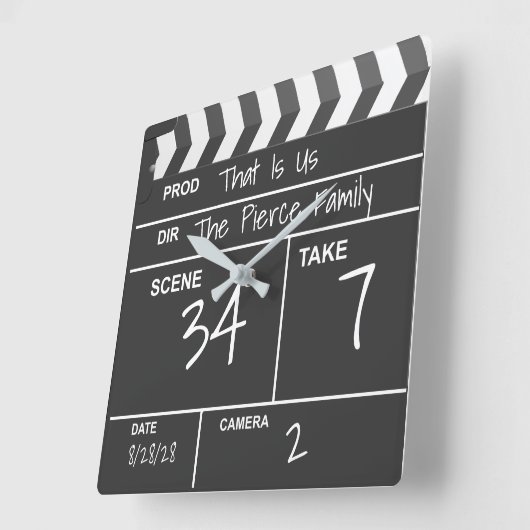 Aangepast filmklapbord voor thuisbioscoop vierkante klok (Hoek)