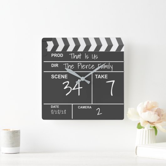 Aangepast filmklapbord voor thuisbioscoop vierkante klok (Huis)