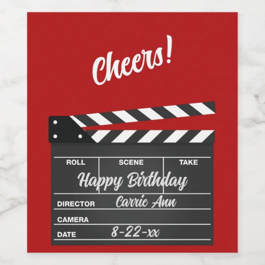 Aangepast filmklapbord wijn etiket (Enkel label)