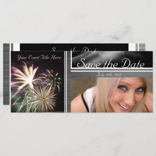 Aangepast Fireworks slaat de datum op Kaart (Voorkant / Achterkant)