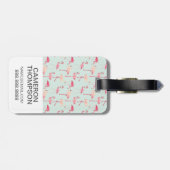 Aangepast Flamingo patroon voor Photo Retro Bagagelabel (Achterkant horizontaal)
