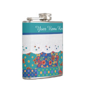Aangepast flesje op Blauwgroen Faux Lace Hip Flask Heupfles (Rechts)