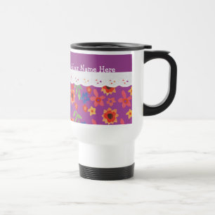 Aangepast flesje op magenta, Faux Lace Travel Mug Reisbeker