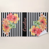 Aangepast flesje Waterverf Cute Stripes Pattern Strandlaken (Voorkant)