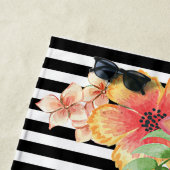 Aangepast flesje Waterverf Cute Stripes Pattern Strandlaken (In situ)