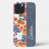 Aangepast flessenpatroon op Faux Blue Denim Jeans iPhone Hoesje (Achterkant)