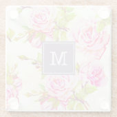 Aangepast flessenpatroon oud Roos Monogram glas C Glazen Onderzetter (Achterkant)