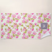 Aangepast flessenpatroon oud Roos monogram T Strandlaken (Voorkant)