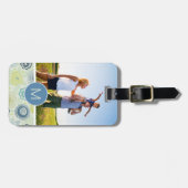 Aangepast flessenpatroon voor foto's en monogram bagagelabel (Voorkant horizontaal)