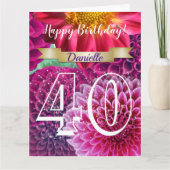 Aangepast Floral 40th Birthday Wenskaart Kaart (Voorkant)
