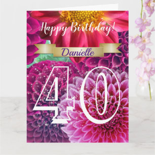Aangepast Floral 40th Birthday Wenskaart Kaart