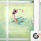Aangepast Floral C Letter Waterverf Foliage Monogr Raamsticker (Huis)
