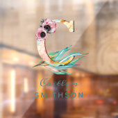 Aangepast Floral C Letter Waterverf Foliage Monogr Raamsticker (Vel 2)