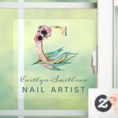 Aangepast Floral C Letter Waterverf Foliage Monogr Raamsticker (Huis)