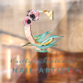 Aangepast Floral C Letter Waterverf Foliage Monogr Raamsticker (Vel 2)