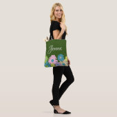 Aangepast Floral Daisy Pink Green Blue Tote Bag (Op model)