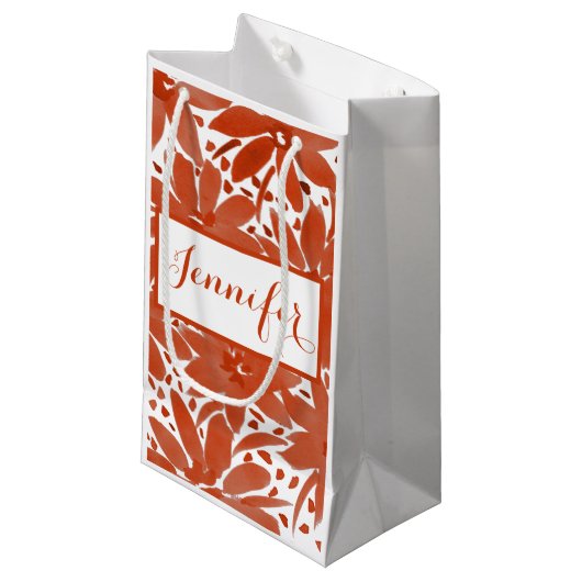 Aangepast Floral design in roestkleurige tas Klein Cadeauzakje (Voorkant Gekanteld)