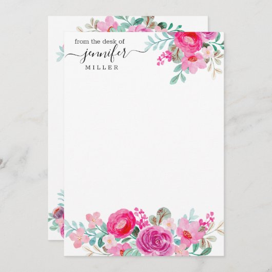 Aangepast Floral design Kaart (Voorkant / Achterkant)