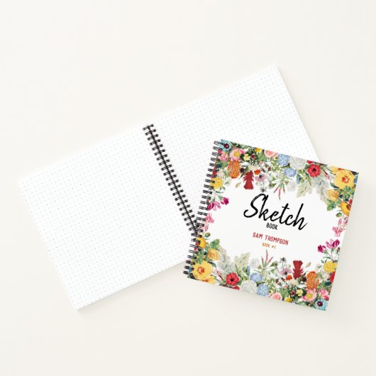 Aangepast Floral Garden Flowers Sketchbook Notitieboek (Binnen)