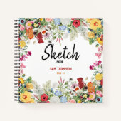Aangepast Floral Garden Flowers Sketchbook Notitieboek (Voorkant)