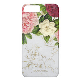 Aangepast  Floral Gold Marble iPhone 16 Pro Hoesje