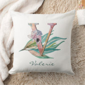 Aangepast Floral/Letter Waterverf Foliage Monogram Kussen (Deken)