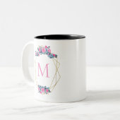 Aangepast Floral Lijst Tweekleurige Koffiemok (Voorkant links)