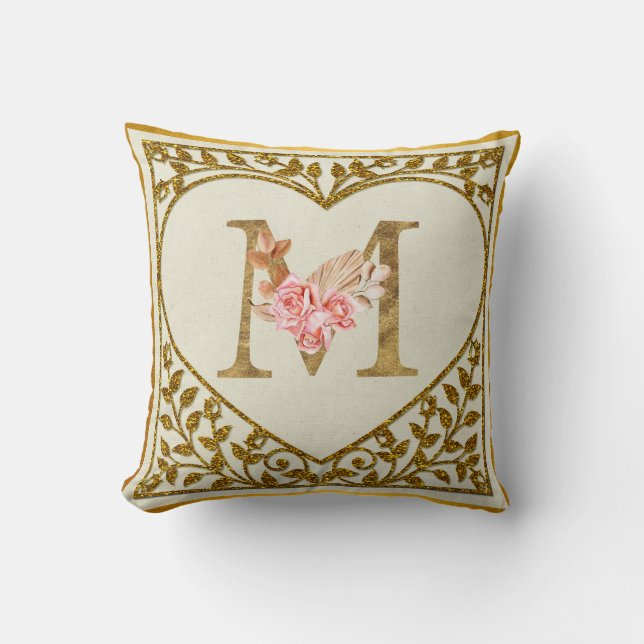 Aangepast Floral Monogram Kussen (Voorkant)