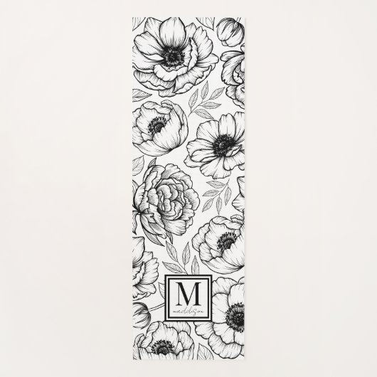 Aangepast Floral Monogram Yogamat (Voorkant)
