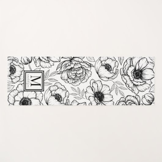 Aangepast Floral Monogram Yogamat (Voorkant (horizontaal))