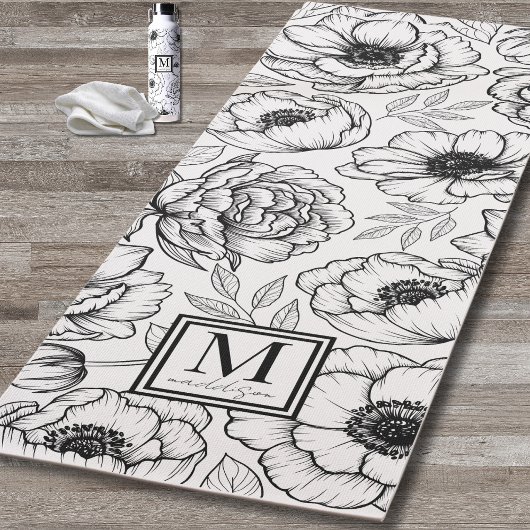 Aangepast Floral Monogram Yogamat