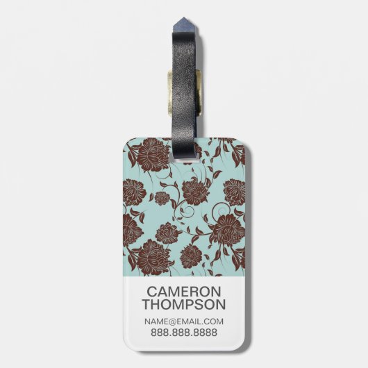 Aangepast Floral patroon foto 3 Bagagelabel (Achterkant verticaal)