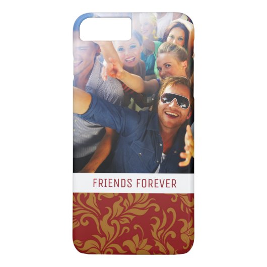 Aangepast Floral patroon met foto's en tekst rood  Case-Mate iPhone Case (Achterkant)