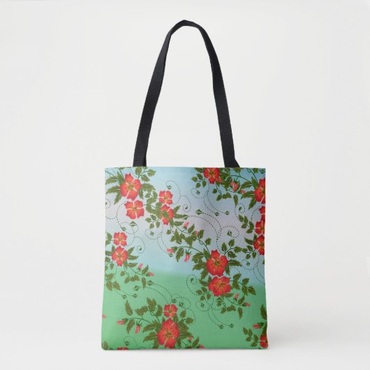 Aangepast Floral patroon Tote Bag (Voorkant)