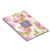 Aangepast Floral Pattern Old Roos Monogram Notitie Notitieboek (Rechterzijde)