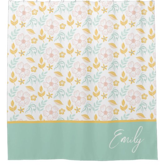 Aangepast Floral Shower Curtain Douchegordijn (Voorkant)