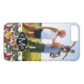Aangepast floreel foto- en monogram-retro-patroon Case-Mate iPhone case (Achterkant (Horizontaal))