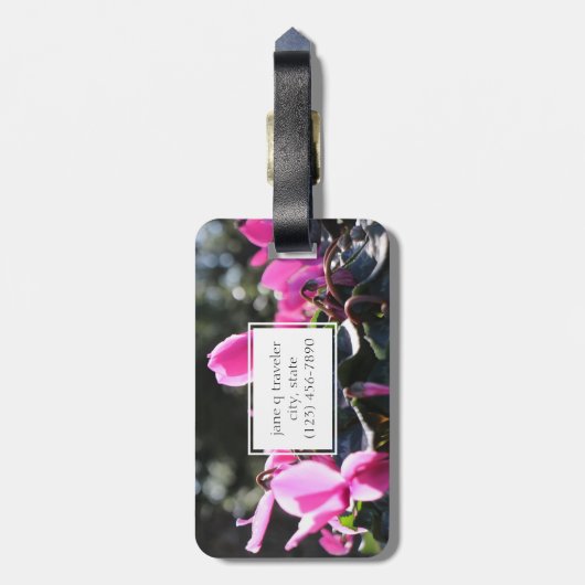 Aangepast floreel label, personaliseren bagagelabel (Achterkant verticaal)