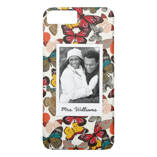 Aangepast floreel patroon met foto- en naamretro 7 Case-Mate iPhone case (Achterkant)