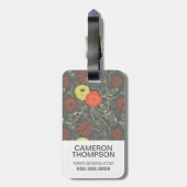 Aangepast floreel patroon met fotoRetro 4 Bagagelabel (Achterkant verticaal)