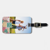Aangepast floreel patroon voor foto's en monogram bagagelabel (Voorkant horizontaal)