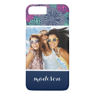 Aangepast floreel patroon voor foto's en namen 	iPhone 8/7 plus hoesje