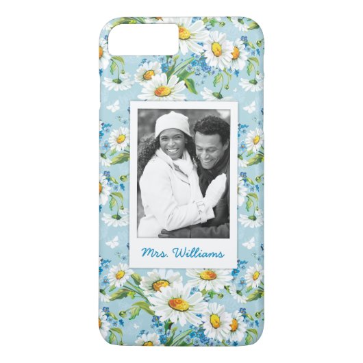 Aangepast floreel patroon voor foto's en namen sti Case-Mate iPhone case (Achterkant)