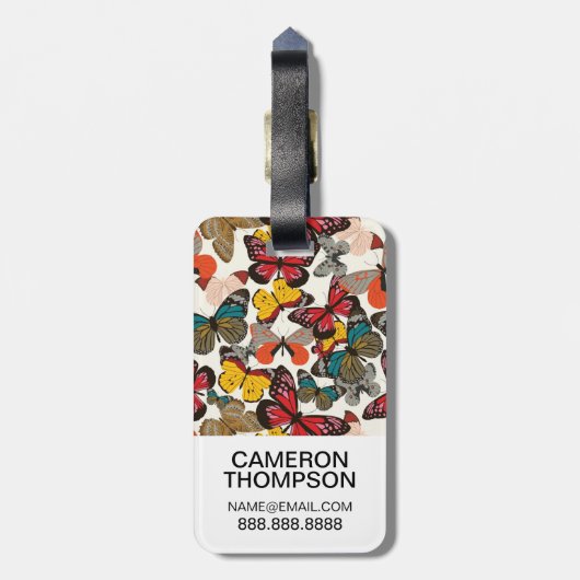 Aangepast florpatroon foto retro 7 bagagelabel (Achterkant verticaal)