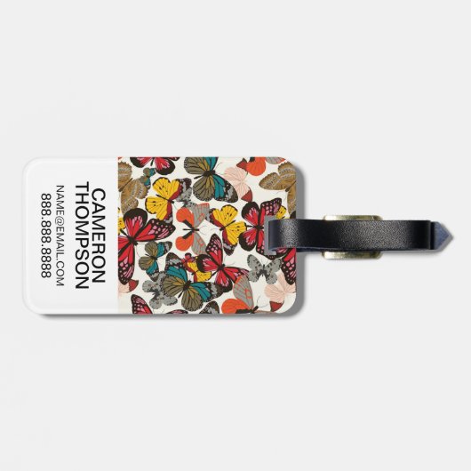 Aangepast florpatroon foto retro 7 bagagelabel (Achterkant horizontaal)