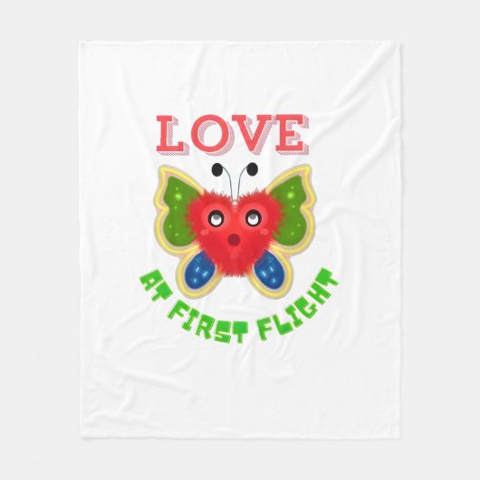 Aangepast Fluwelen Hart Vlinder Cadeau Fleece Deken (Voorkant)