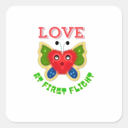 Aangepast Fluwelen Hart Vlinder Cadeau Vierkante Sticker (Voorkant)