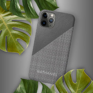 Aangepast folielicht Middeldonkergrijs leder iPhone 11Pro Max Hoesje