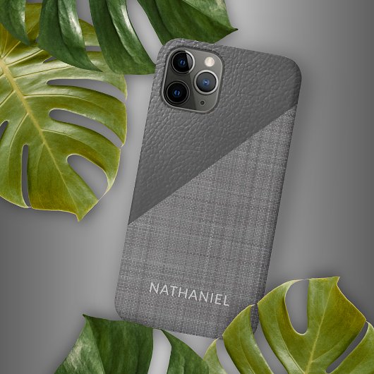 Aangepast folielicht Middeldonkergrijs leder iPhone Hoesje