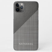 Aangepast folielicht Middeldonkergrijs leder iPhone Hoesje (Achterkant)